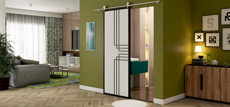sliding bathroom door installation in Lincoln